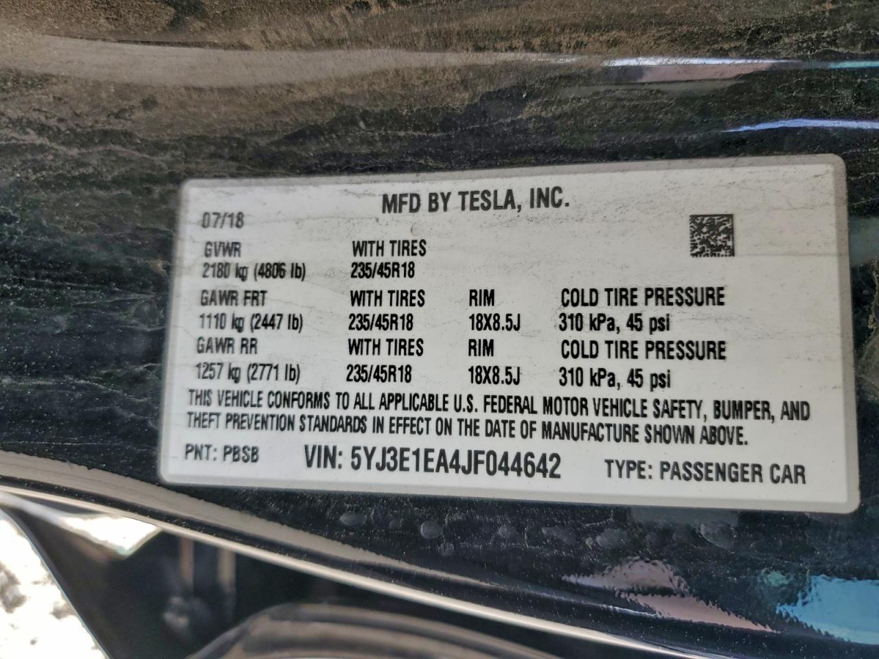 2018 TESLA MODEL 3 photo 12