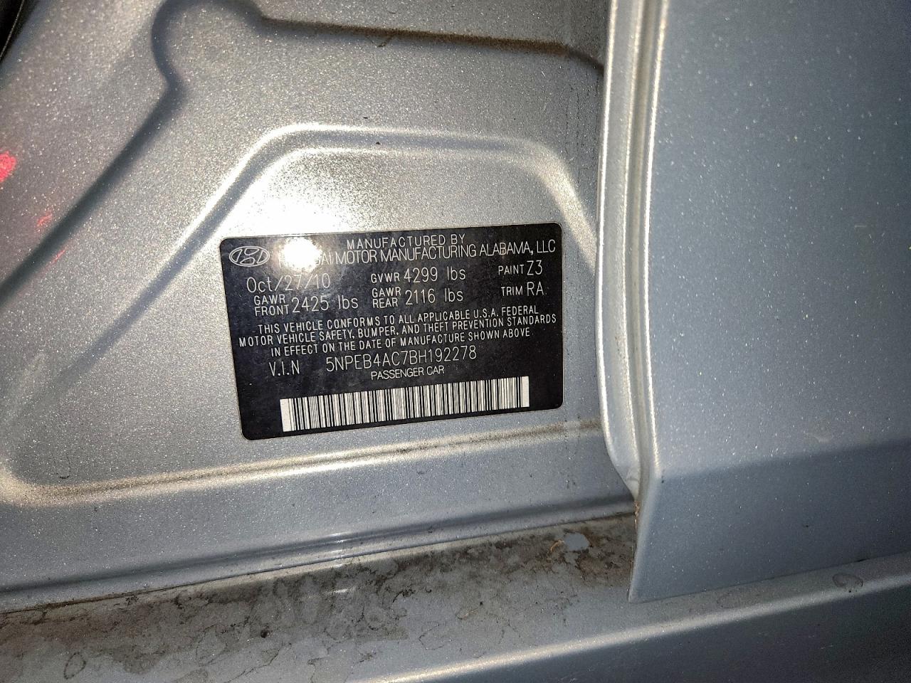 2011 HYUNDAI SONATA GLS photo 12