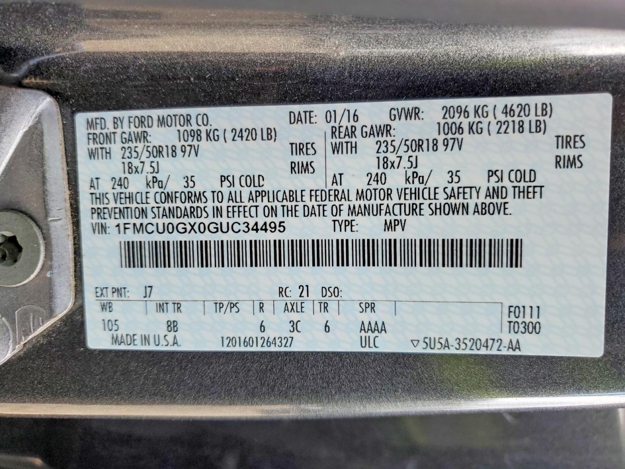 2016 FORD ESCAPE SE photo 13