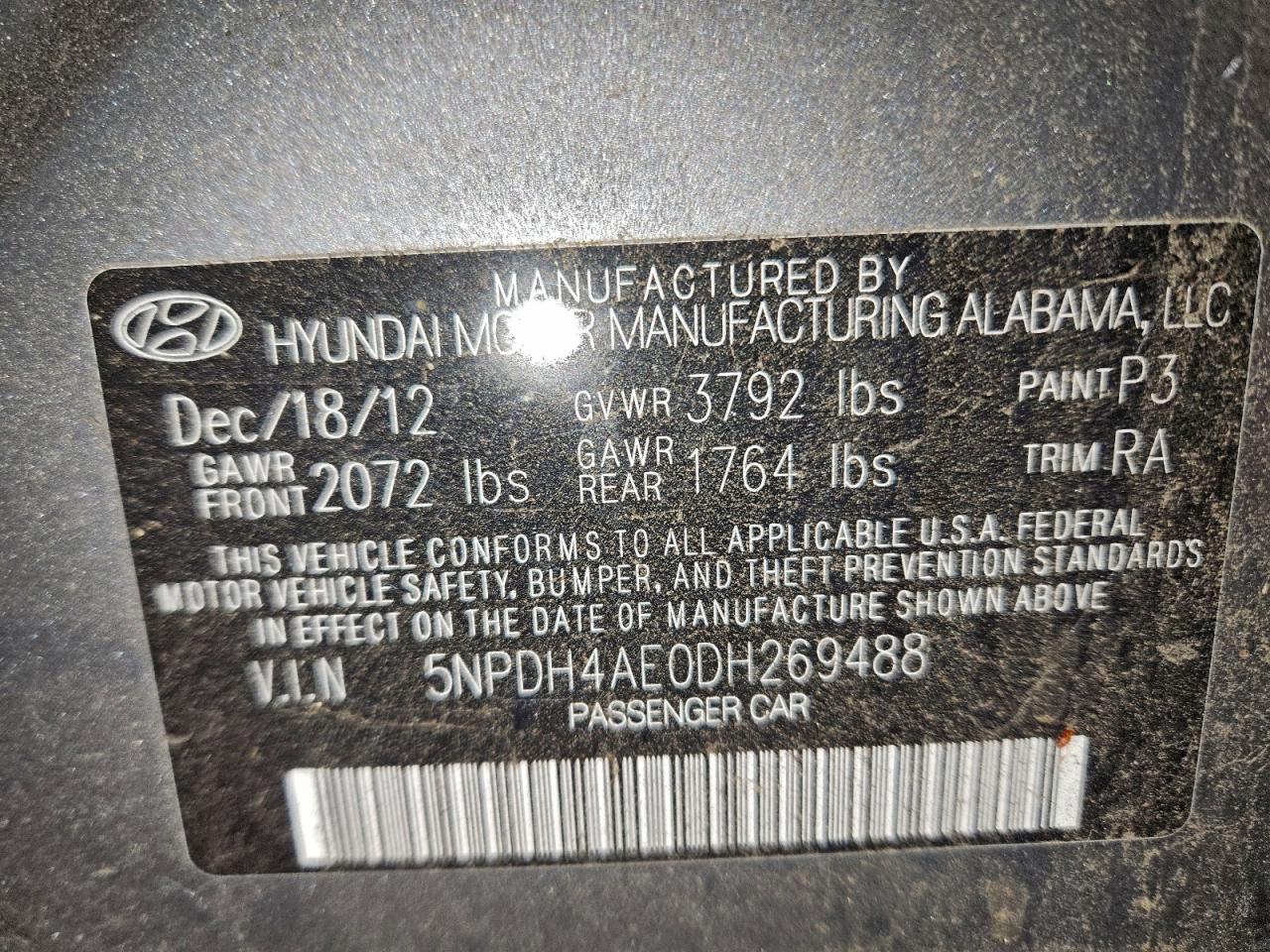2013 HYUNDAI ELANTRA GLS photo 12