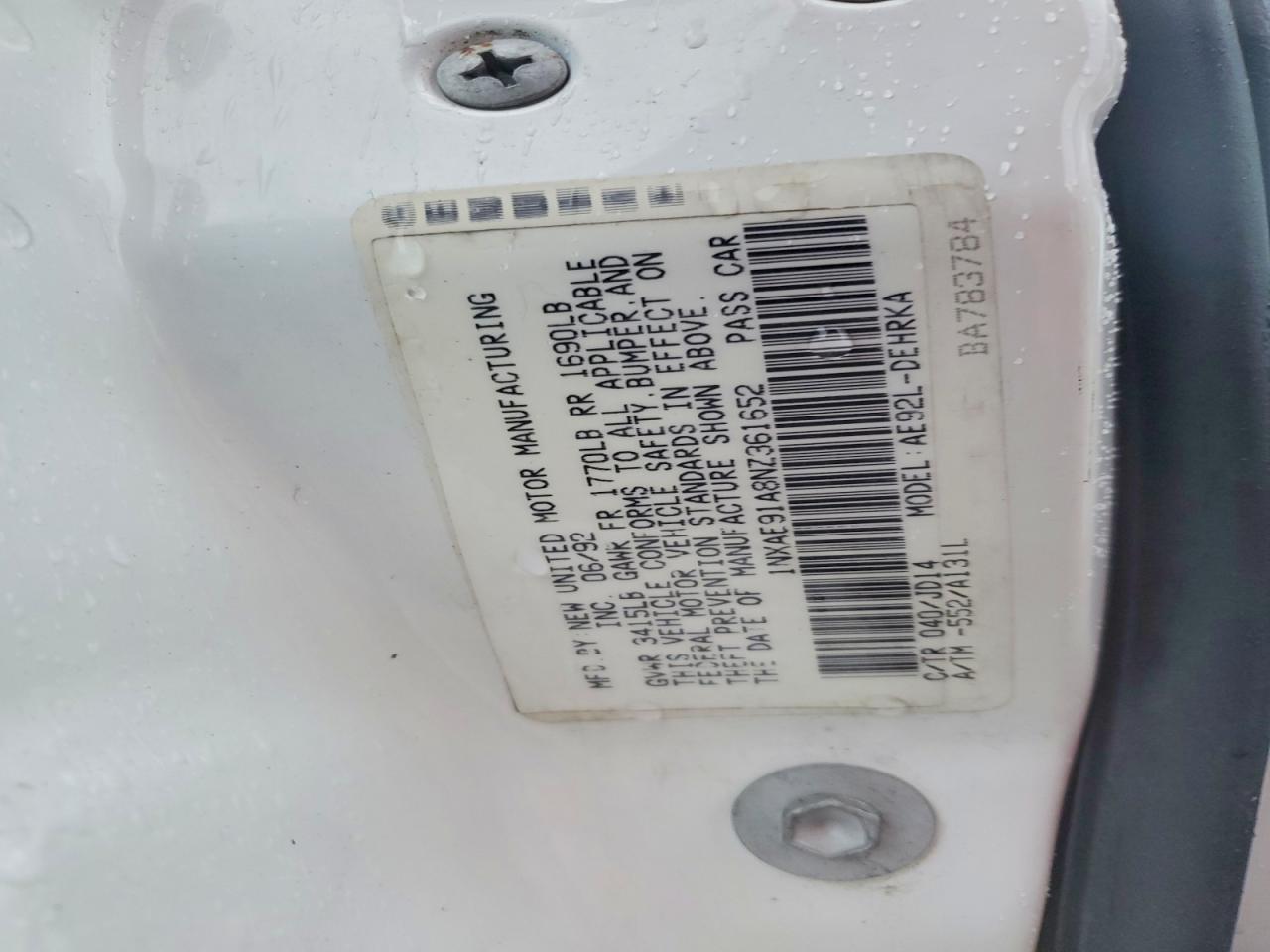 1992 TOYOTA COROLLA photo 12