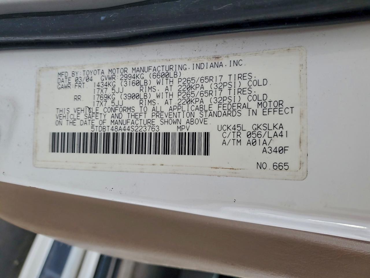 2004 TOYOTA SEQUOIA LIMITED photo 13