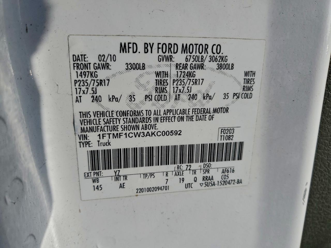 2010 FORD F150 photo 12
