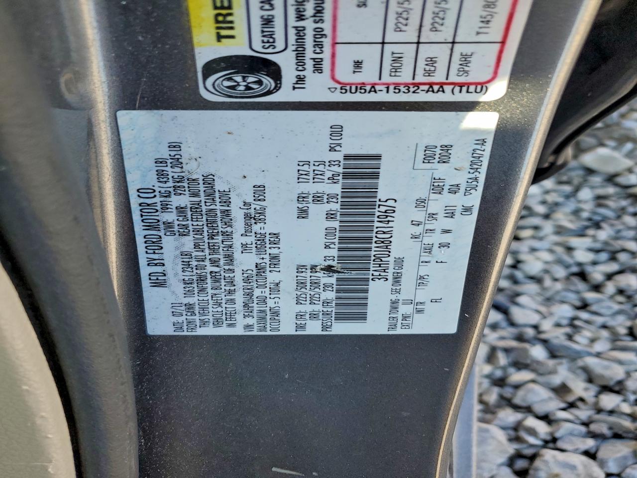2012 FORD FUSION SEL photo 12