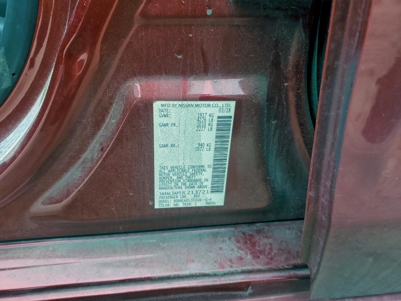 2018 NISSAN ALTIMA 2.5 photo 12