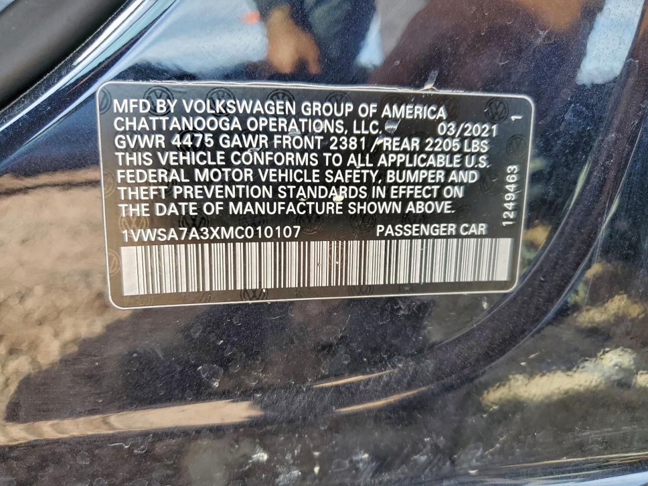 2021 VOLKSWAGEN PASSAT SE photo 13