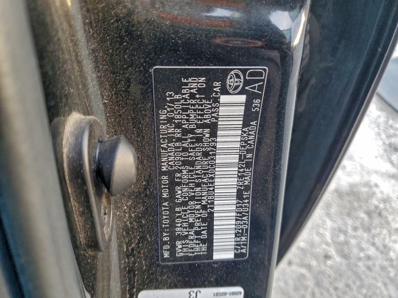 2013 TOYOTA COROLLA BASE photo 12