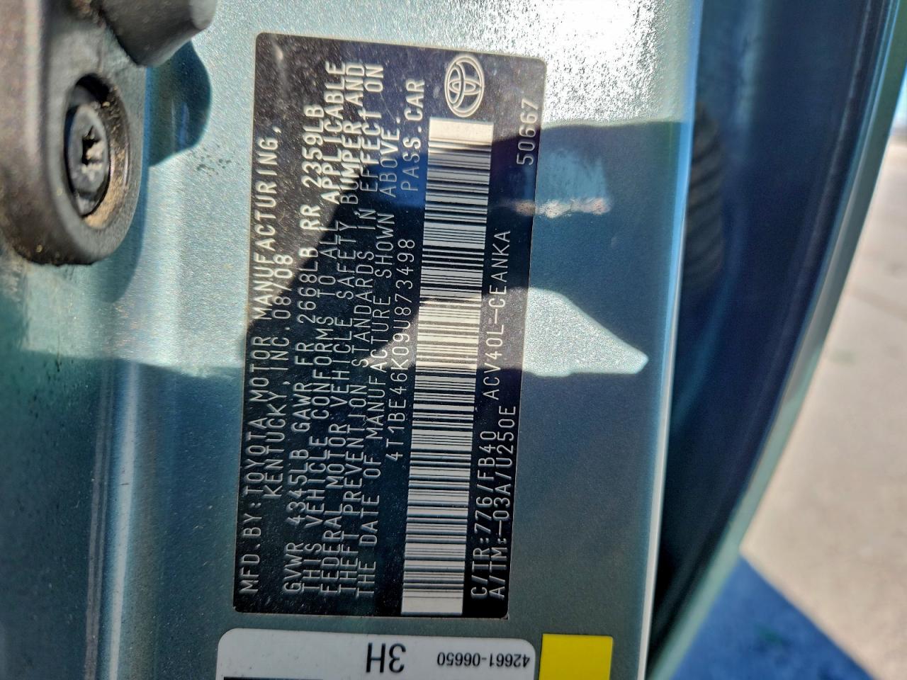 2009 TOYOTA CAMRY BASE photo 12