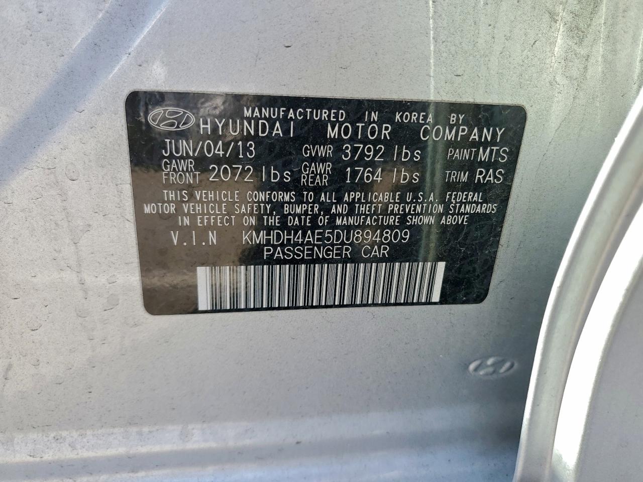 2013 HYUNDAI ELANTRA GLS photo 12
