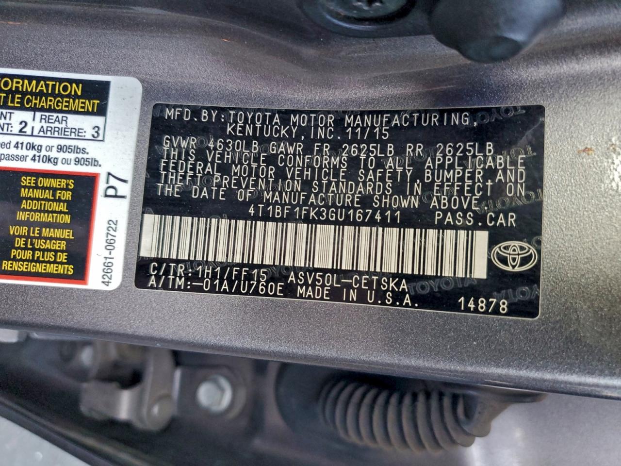 2016 TOYOTA CAMRY LE photo 12