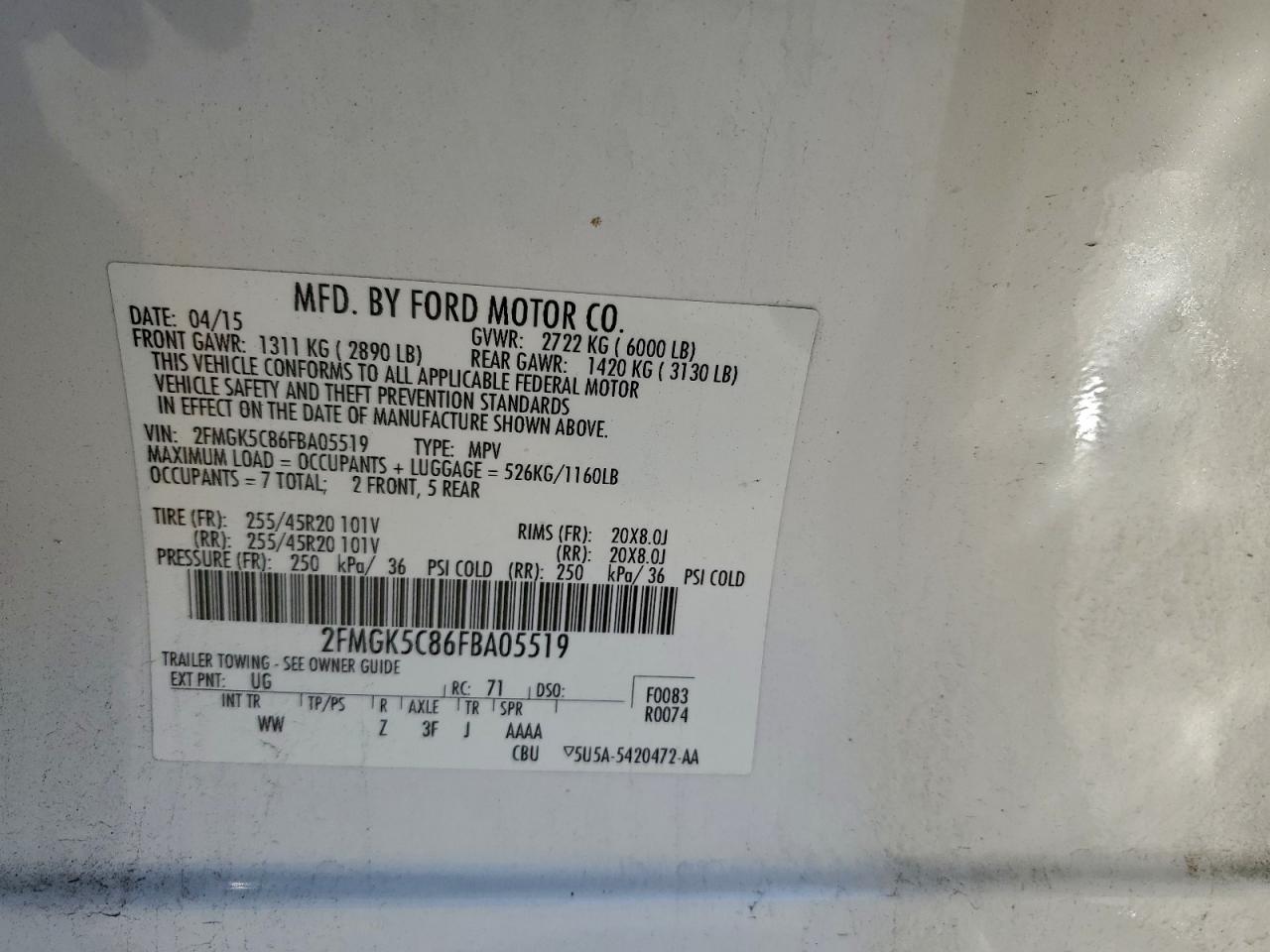 2015 FORD FLEX SEL photo 13