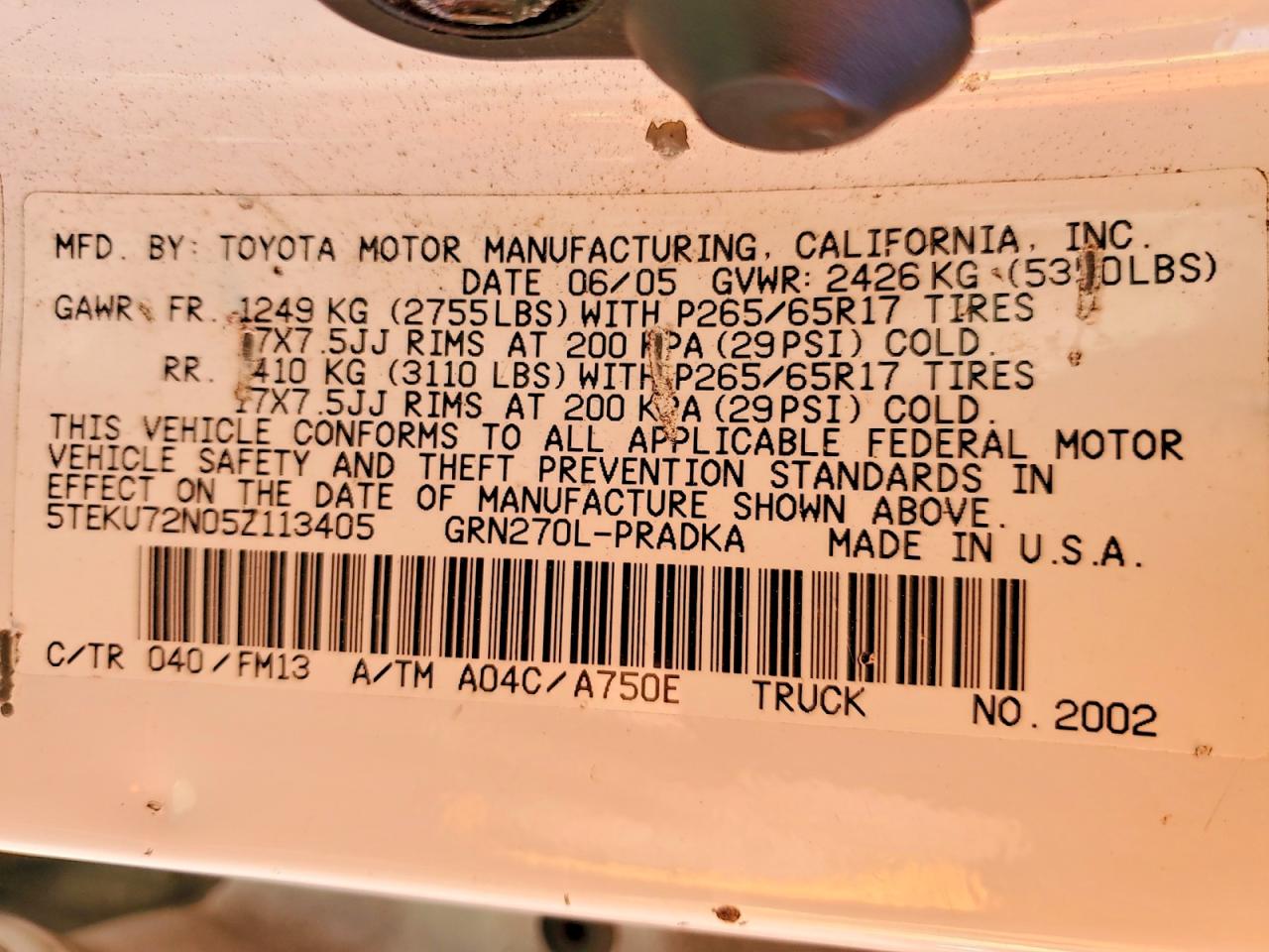 2005 TOYOTA TACOMA DOUBLE CAB PRERUNNER LONG BED photo 12