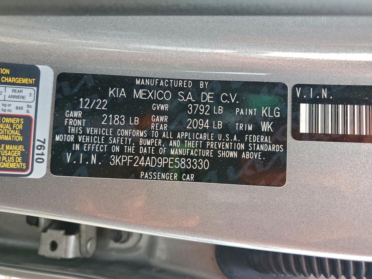 2023 KIA FORTE LX photo 12