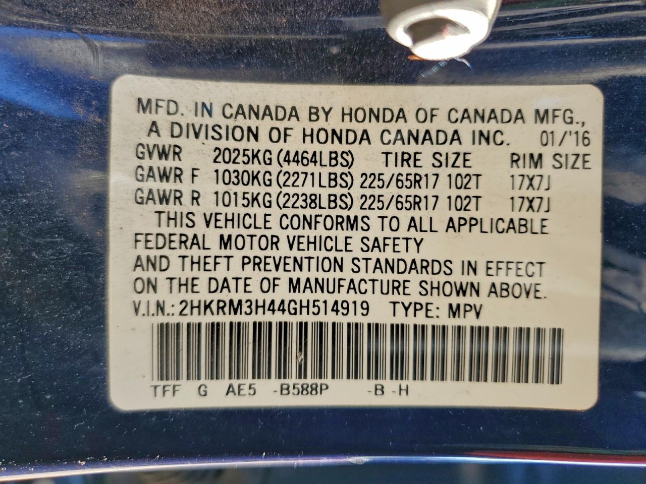 2016 HONDA CR-V SE photo 13