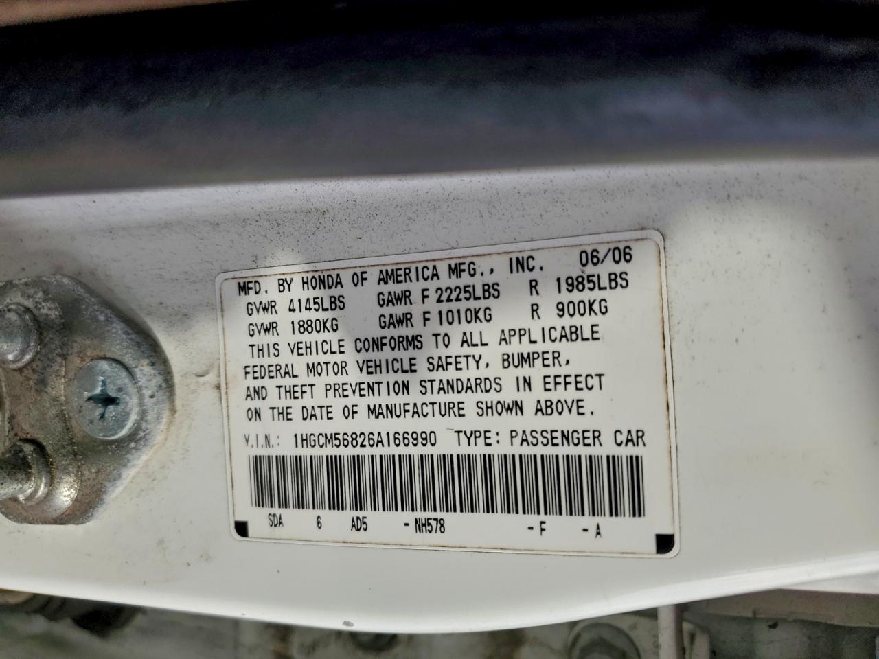 2006 HONDA ACCORD EX photo 13