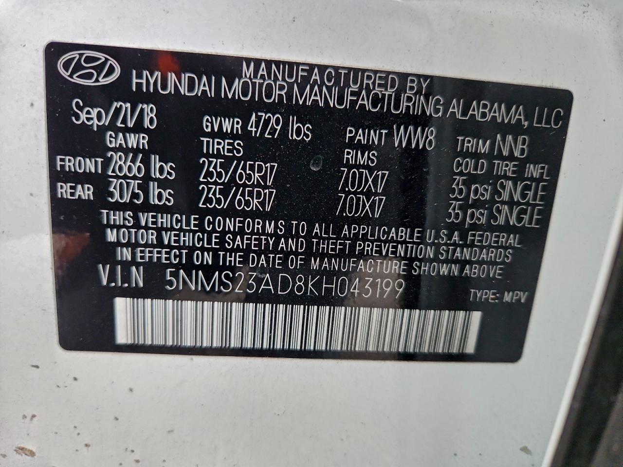 2019 HYUNDAI SANTA FE SE photo 14