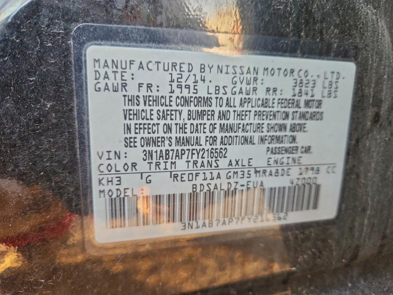 2015 NISSAN SENTRA S photo 12