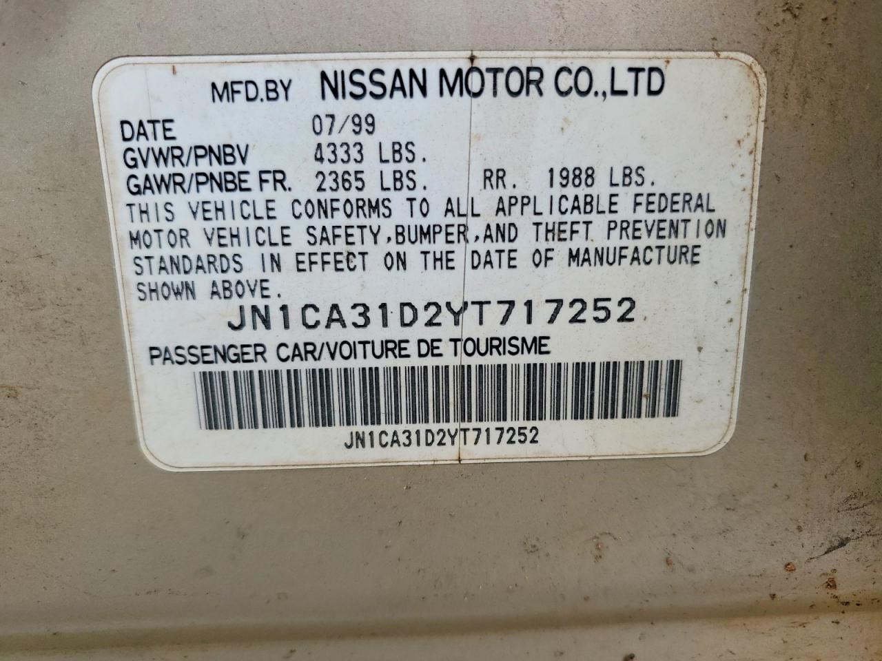 2000 NISSAN MAXIMA GLE photo 13