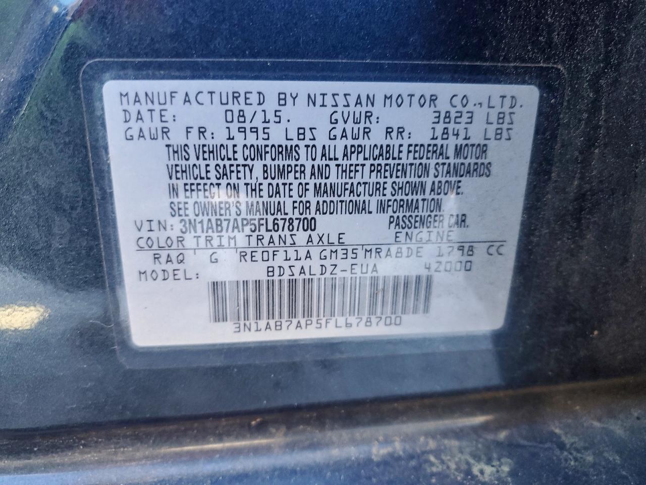 2015 NISSAN SENTRA S photo 13