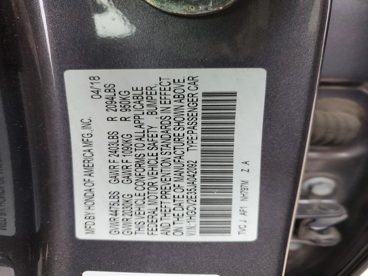 2018 HOND ACCORD photo 12