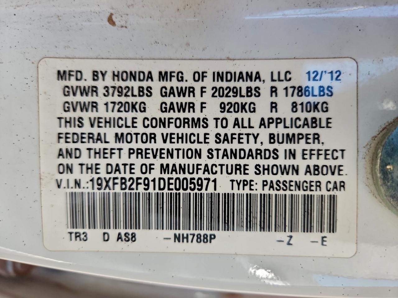 2013 HONDA CIVIC EXL photo 13