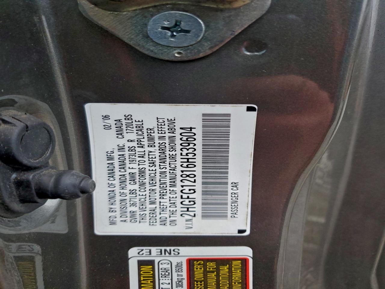 2006 HONDA CIVIC EX photo 12