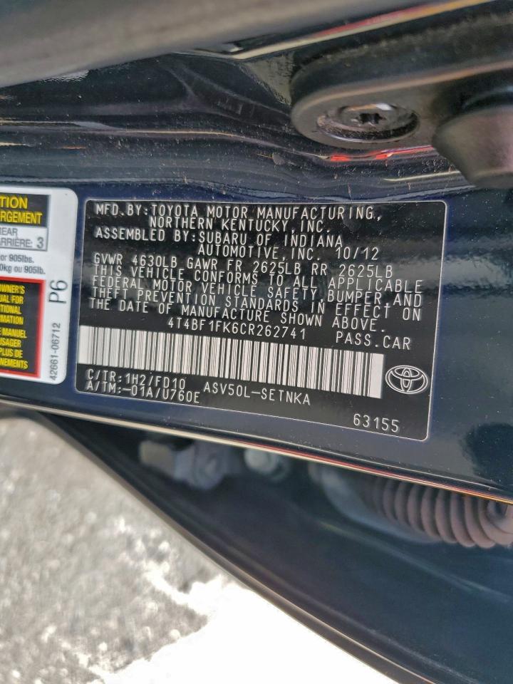 2012 TOYOTA CAMRY BASE photo 12