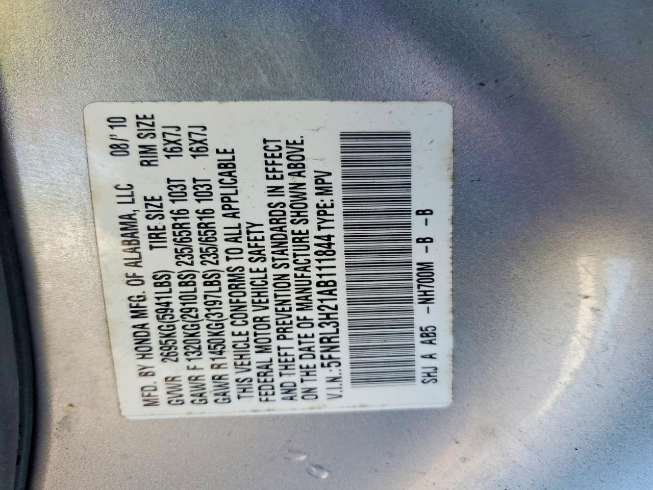 2010 HONDA ODYSSEY LX photo 37