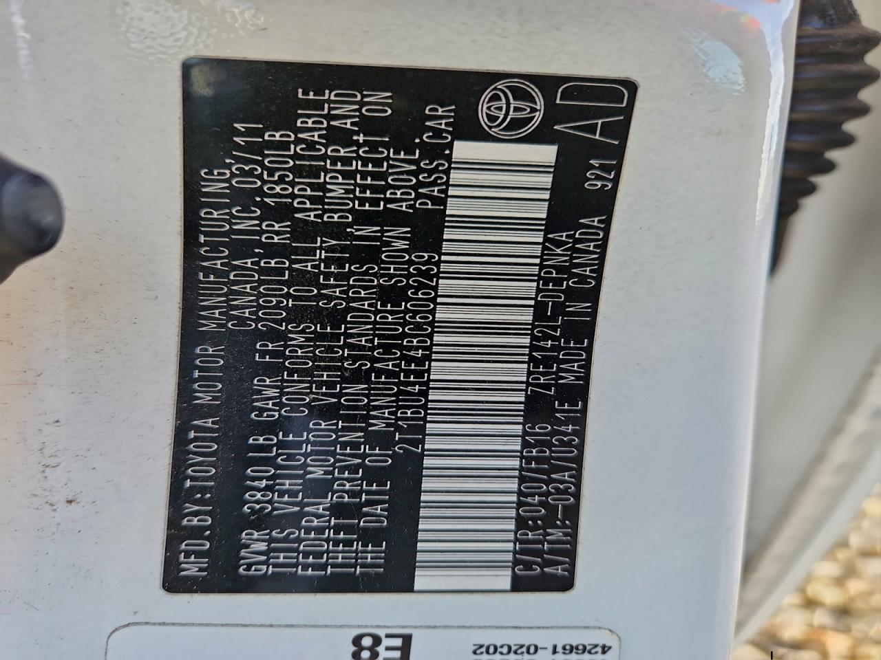 2011 TOYOTA COROLLA BASE photo 12