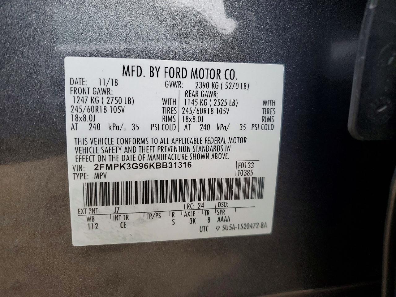 2019 FORD EDGE SE photo 13