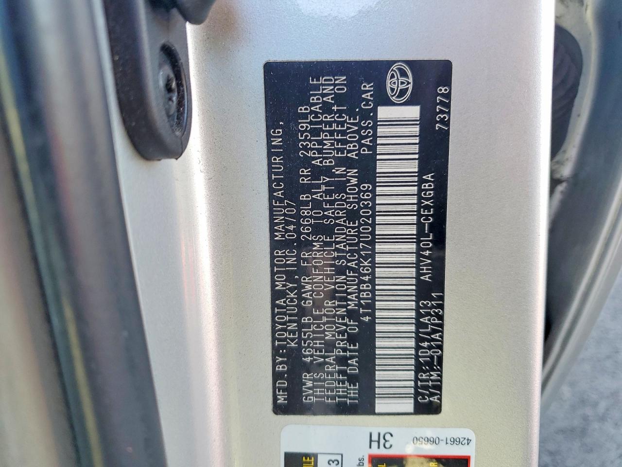 2007 TOYOTA CAMRY HYBRID photo 37