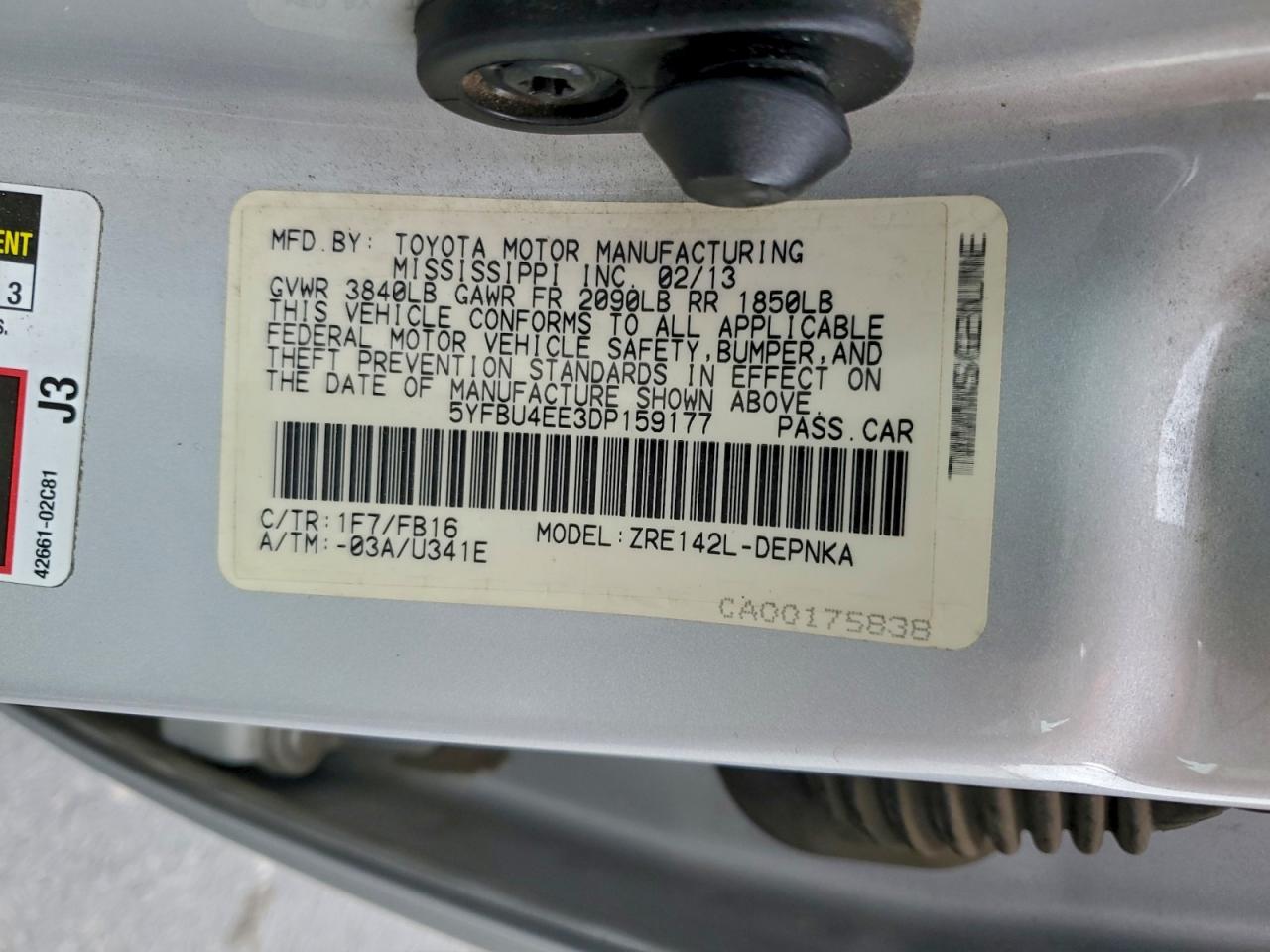 2013 TOYOTA COROLLA BASE photo 12