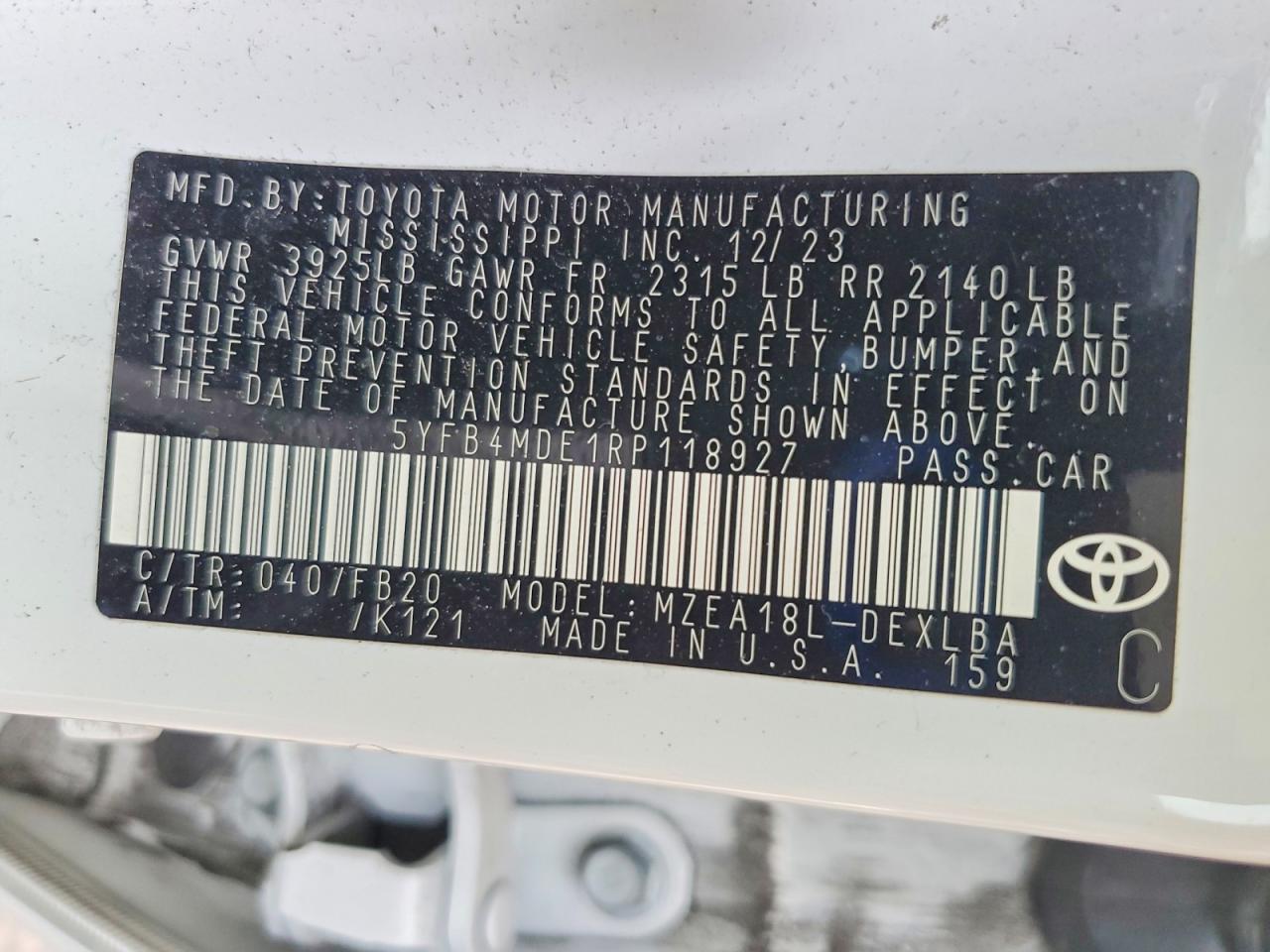 2024 TOYOTA COROLLA LE photo 12