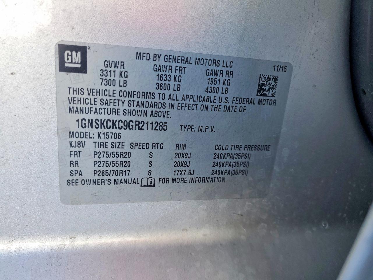 2016 CHEVROLET TAHOE K1500 LTZ photo 13