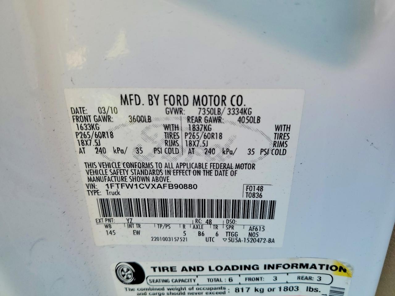 2010 FORD F150 SUPERCREW photo 13