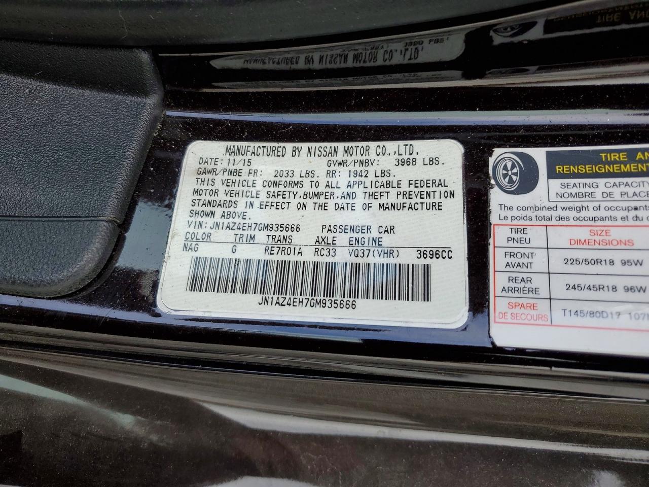 2016 NISSAN 370Z BASE photo 12