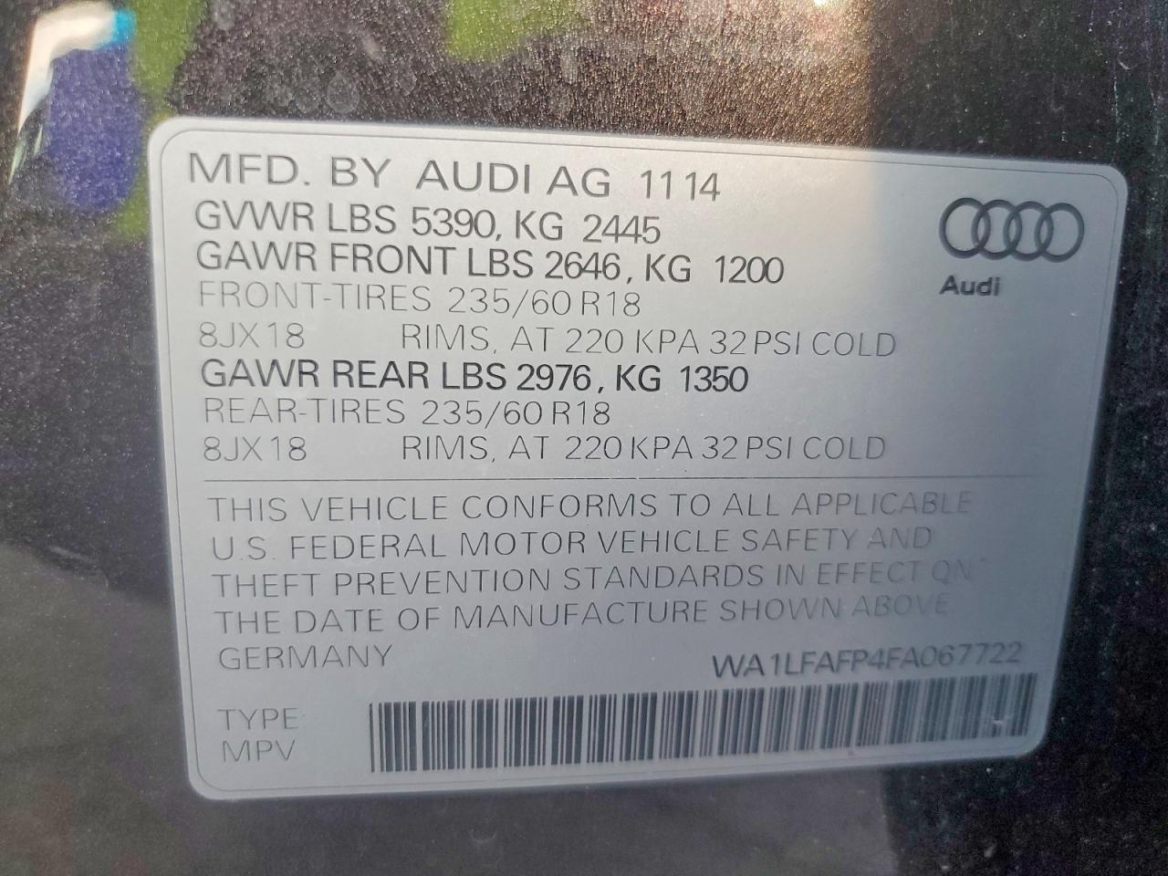 2015 AUDI Q5 PREMIUM PLUS photo 13