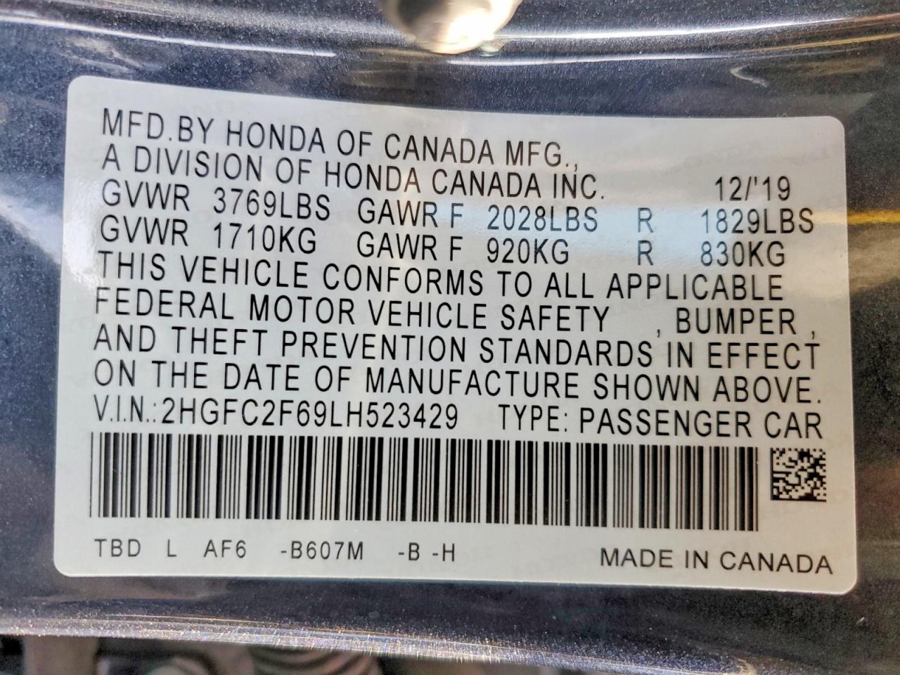 2020 HONDA CIVIC LX photo 23