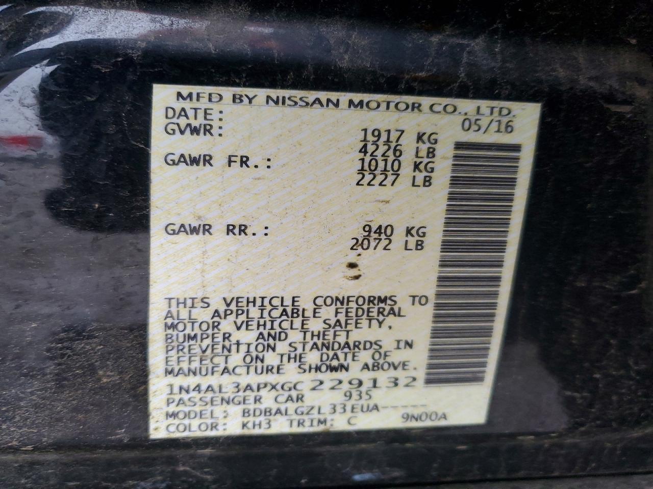 2016 NISSAN ALTIMA 2.5 photo 12
