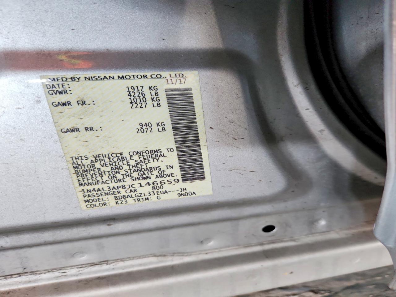 2018 NISSAN ALTIMA 2.5 photo 13