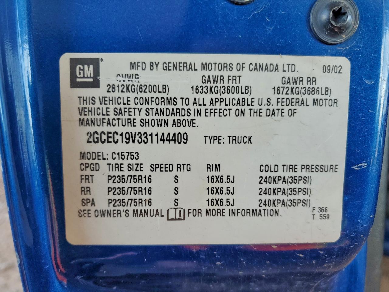 2003 CHEVROLET SILVERADO C1500 photo 12