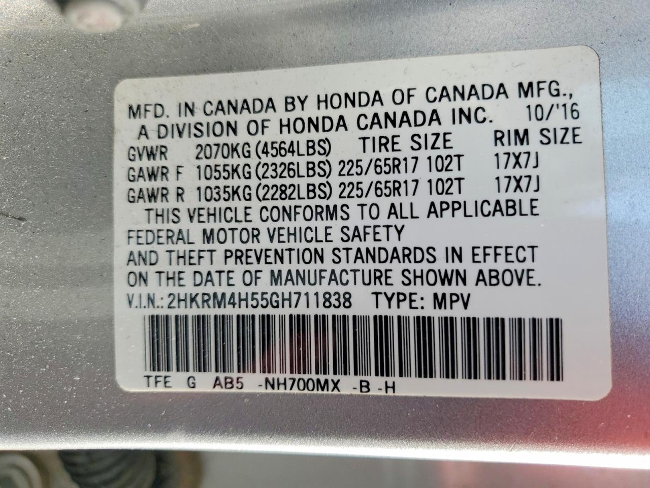 2016 HONDA CR-V EX photo 37