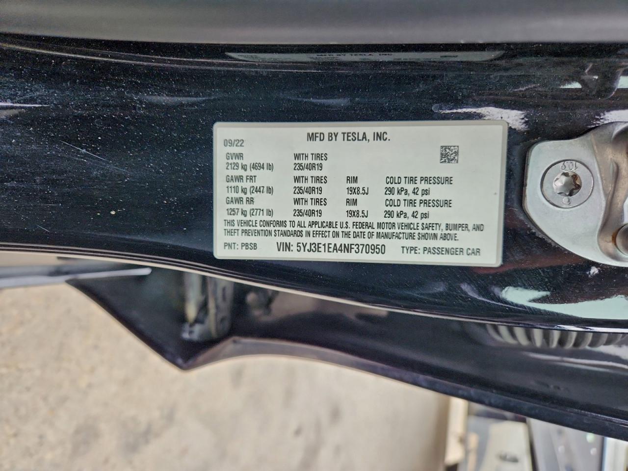 2022 TESLA MODEL 3 photo 12