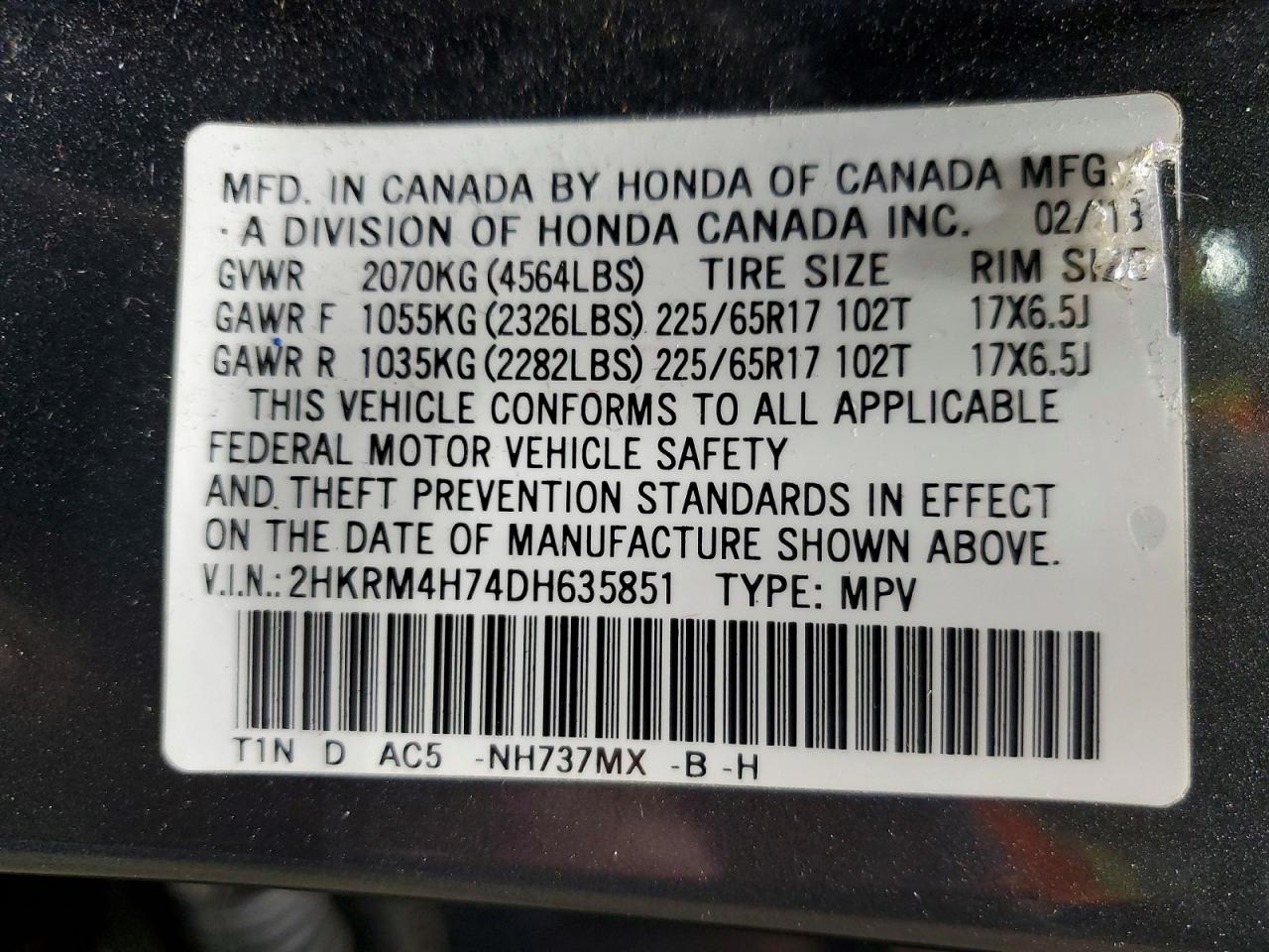2013 HONDA CR-V EXL photo 13