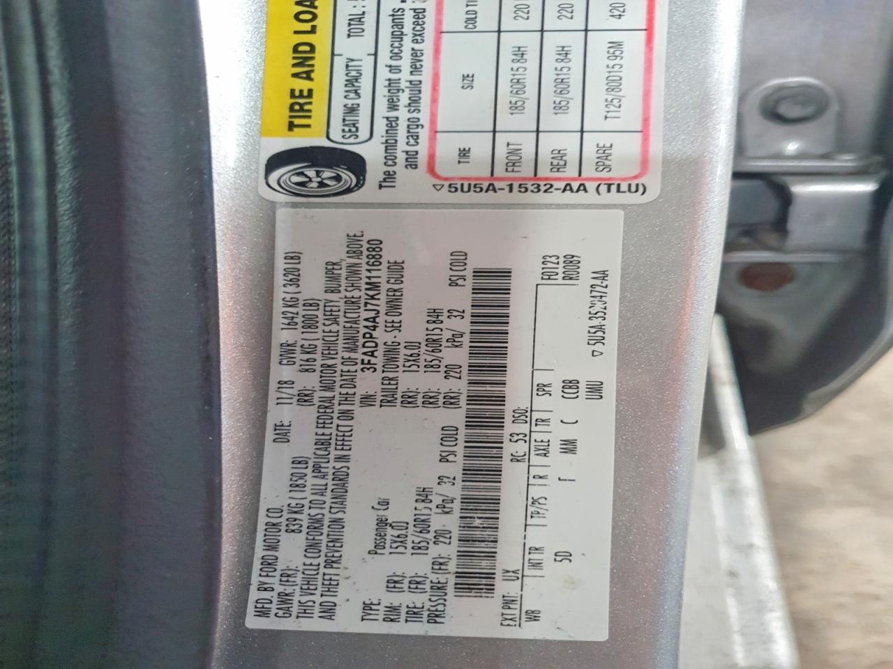 2019 FORD FIESTA S photo 12