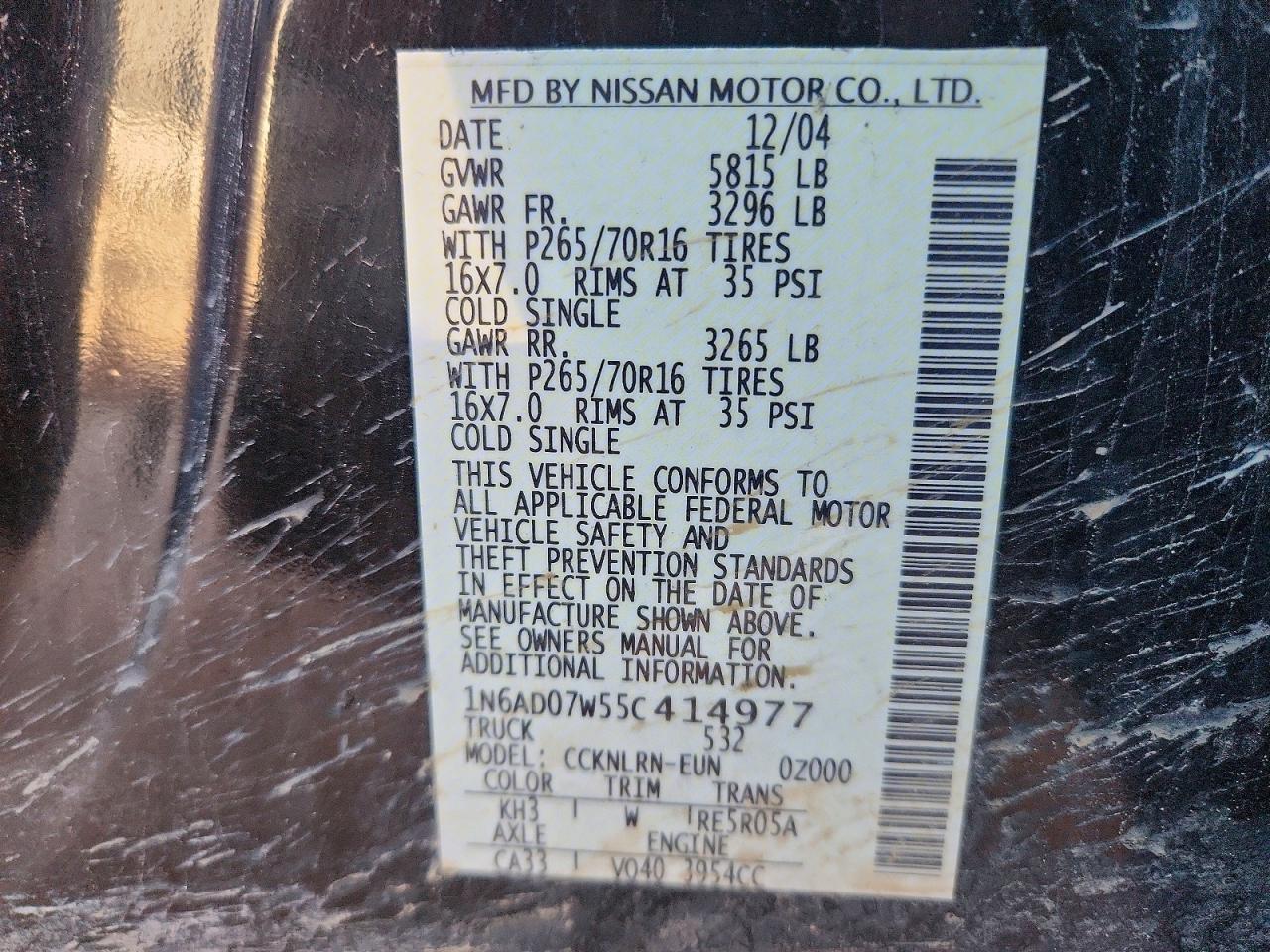 2005 NISSAN FRONTIER CREW CAB LE photo 12