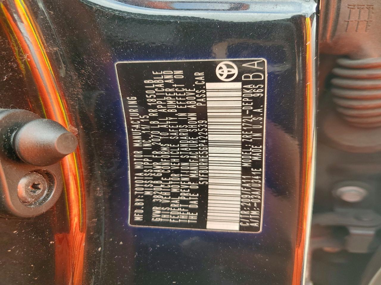 2016 TOYOTA COROLLA L photo 12