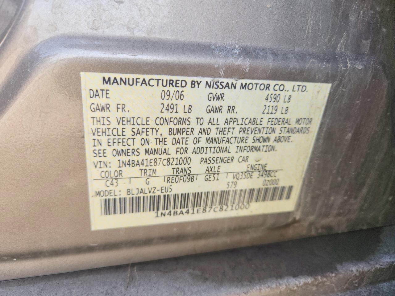 2007 NISSAN MAXIMA SE photo 12