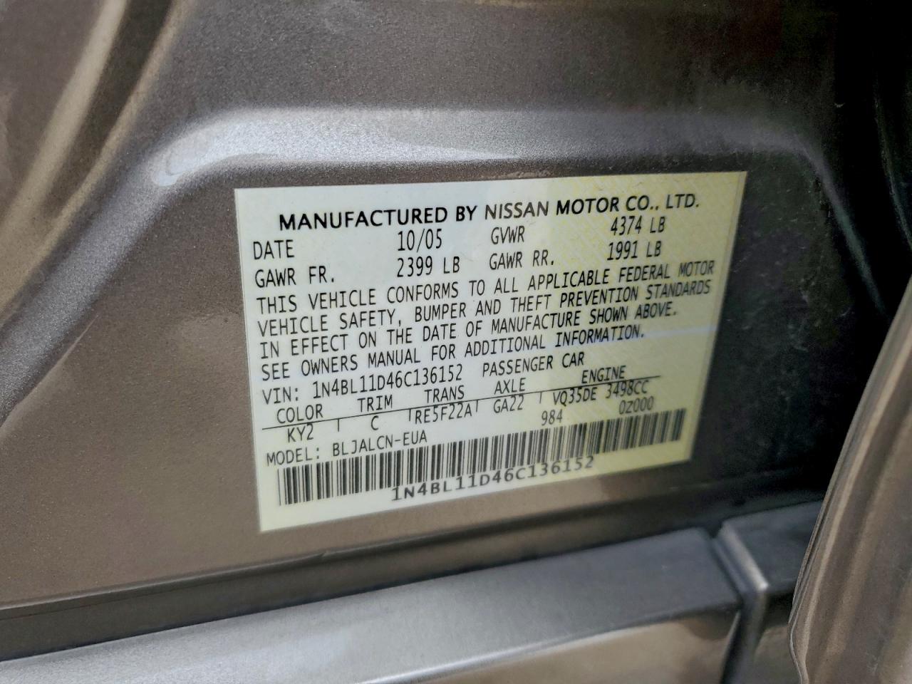 2006 NISSAN ALTIMA SE photo 12