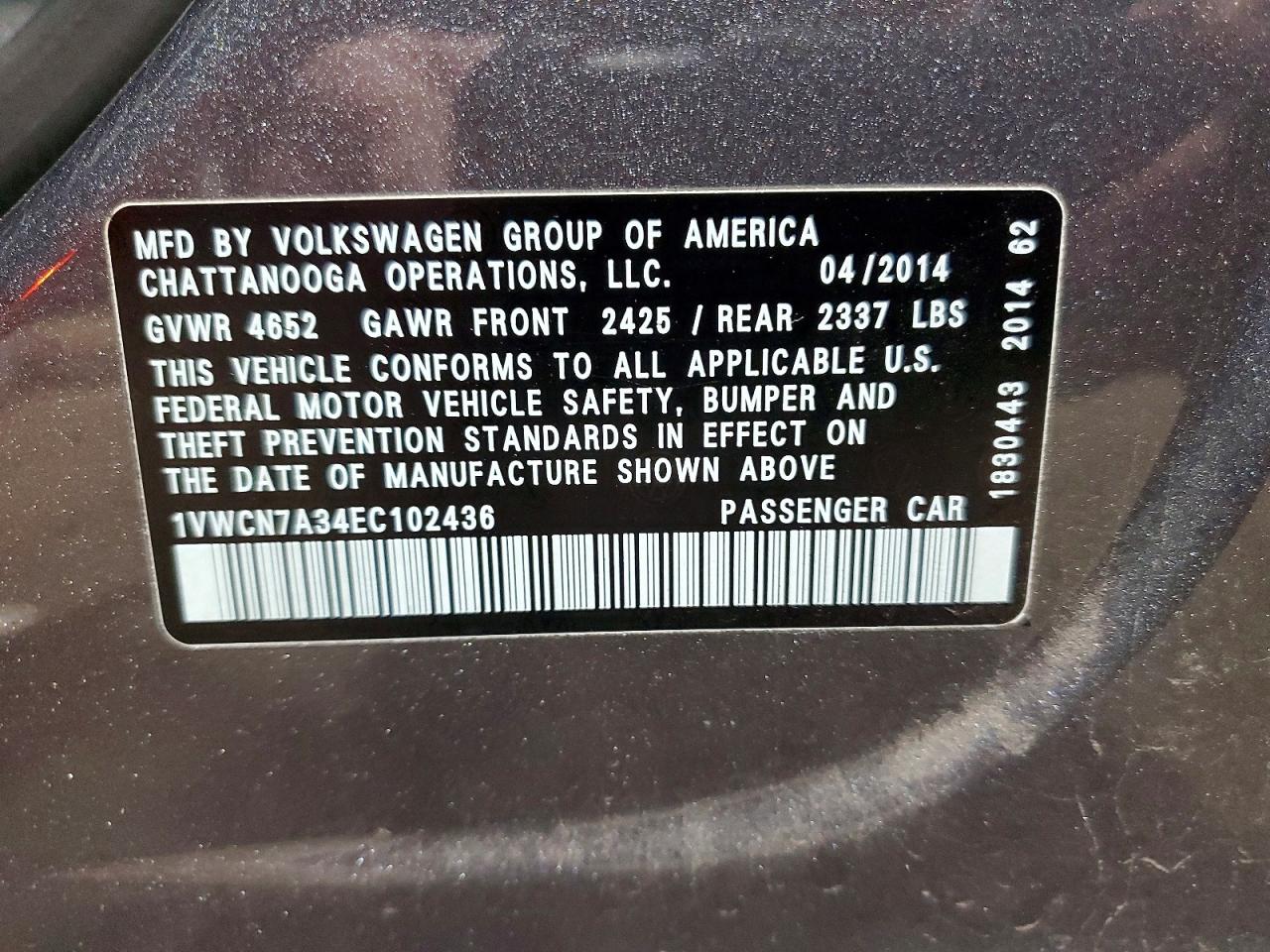 2014 VOLKSWAGEN PASSAT SEL photo 12